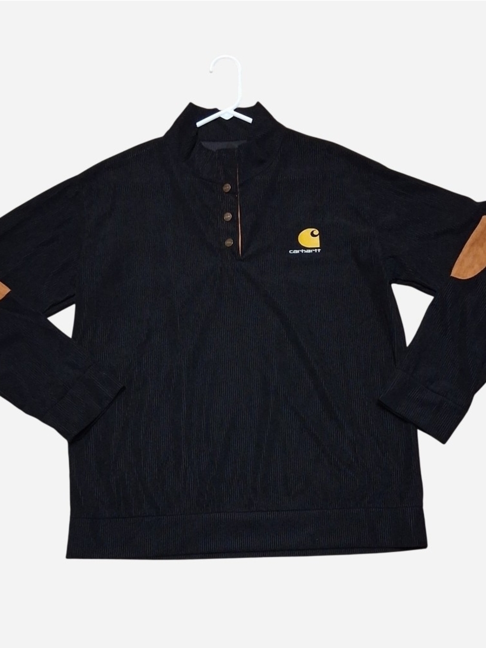 Vintage Carhartt Black Ribbed Henley Quarter Snap Pullover